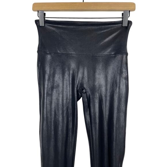 Spanx Faux Leather Legging Black Medium Casual Sporty Tummy Control Comfy Goth - Picture 5 of 11